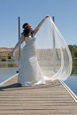 Beautiful woman dressed as a bride clipart