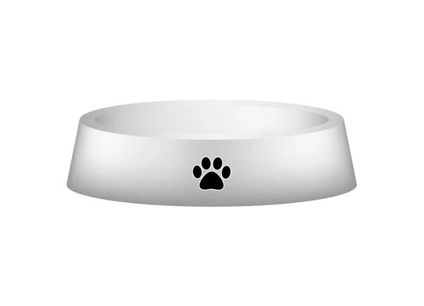 stock vector Empty dog bowl with dog's footprint (paw)