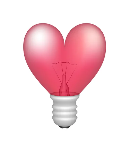 Žárovka ve tvaru srdce — Stockový vektor