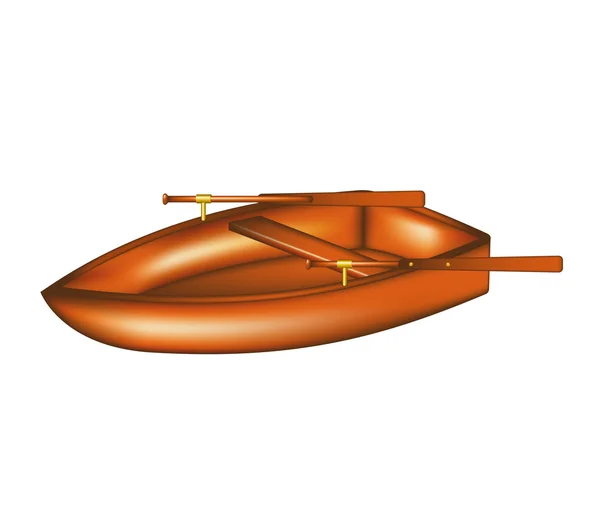 Ξύλινη βάρκα με κουπιά — Διανυσματικό Αρχείο