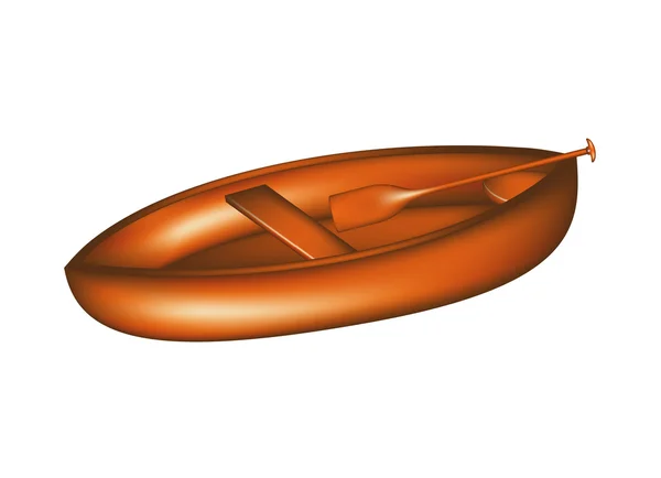Houten kano met peddel — Stockvector
