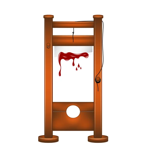 Guillotine with bloody blade — Stock Vector