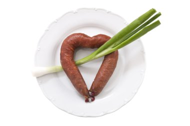 Heart-shaped sausage clipart