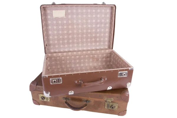 Два старых чемодана — стоковое фото