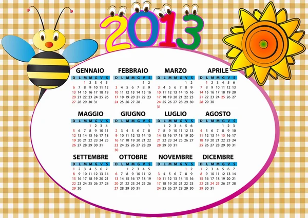 2013 abeja y girasol italiano — Vector de stock