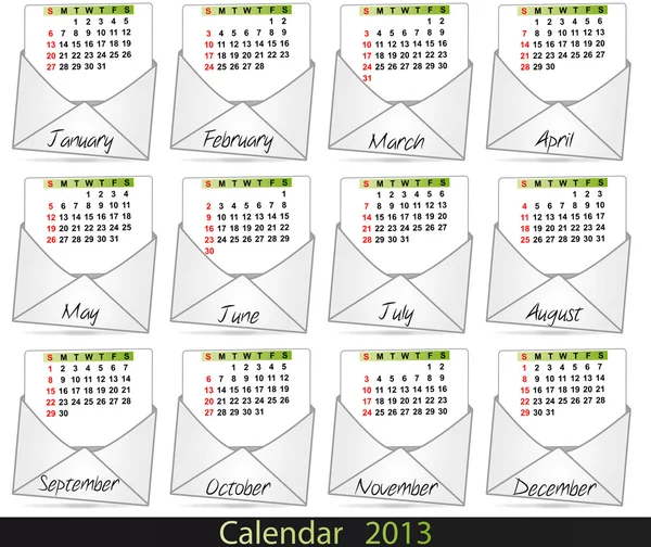 2013-ra felad naptár — Stock Vector