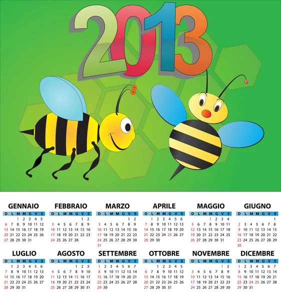 2013 蜂カレンダー — ストックベクタ