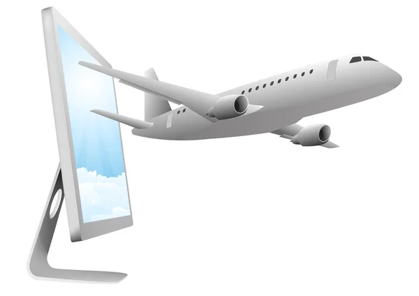Letadla a monitor — Stockový vektor