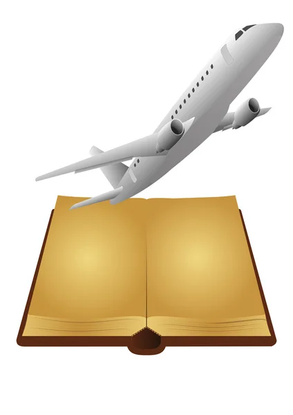 Boek vliegtuig — Stockvector