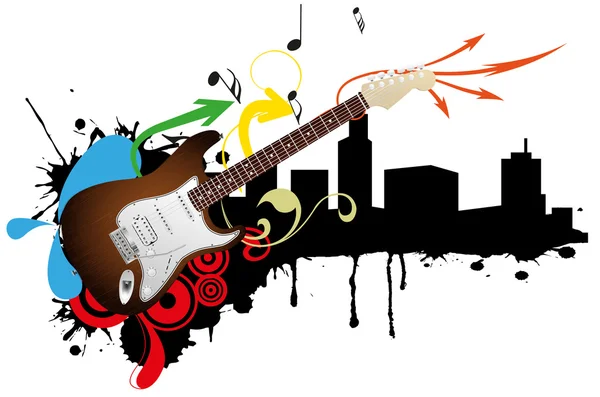 Skyline chitarra elettrica — Vettoriale Stock