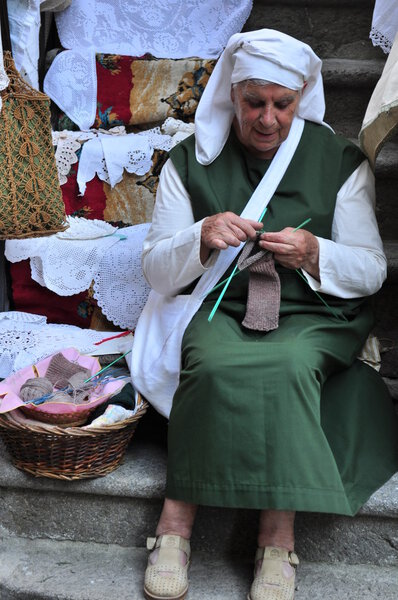 Knitting woman