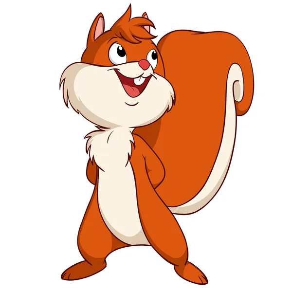 Nettes Cartoon-Eichhörnchen in verspielter Stimmung — Stockvektor