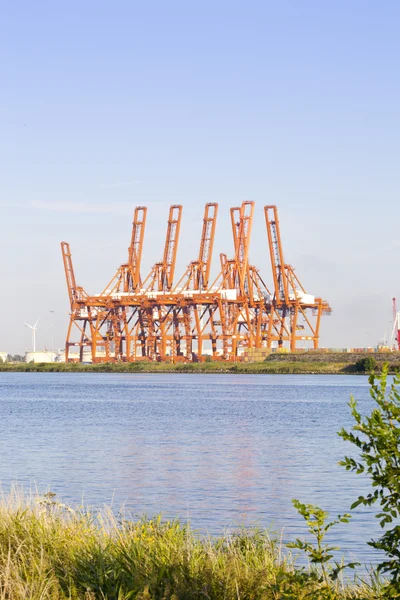 Kranen op haven van amsterdam, Nederland — Stockfoto
