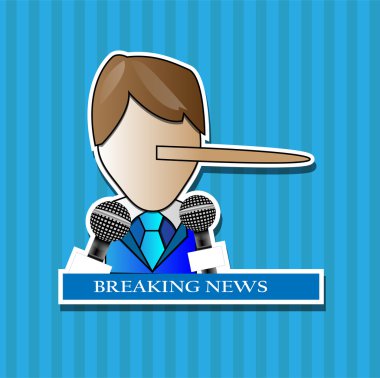 Press conference with person making a lie with breaking news clipart