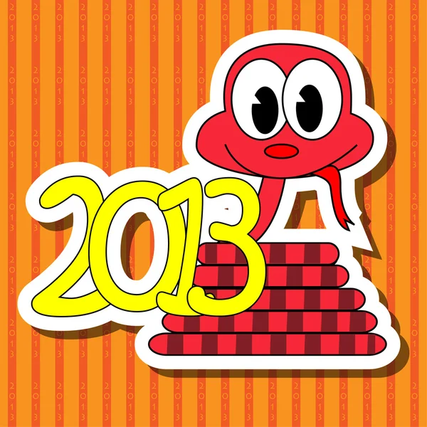 2013 ano da cobra com fundo vermelho — Vetor de Stock