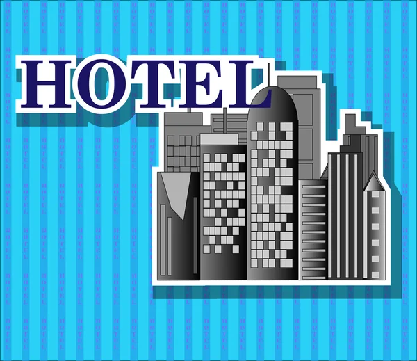 Schwarze Hotelgebäude mit blauem Hintergrund — Stockvektor