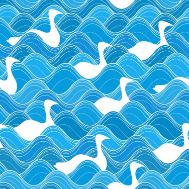 Seamless duck waves clipart