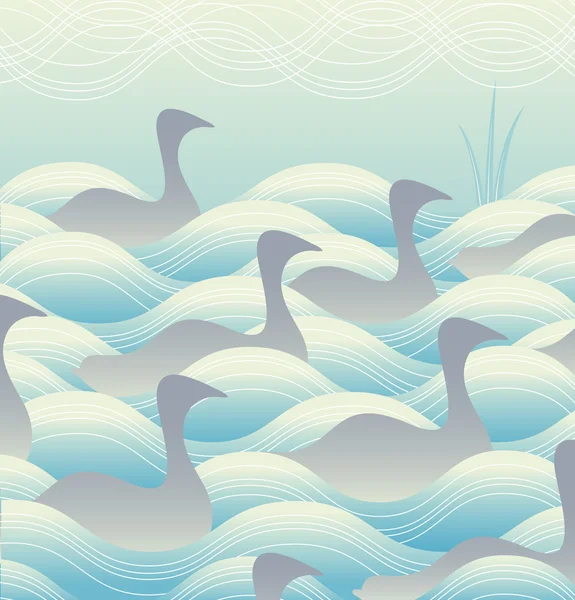 Enten auf dem Wasser — Stockvektor
