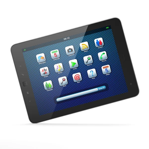 Mooie zwarte tablet pc PC op witte achtergrond — Stockfoto