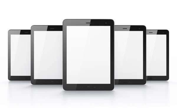 Black tablets pc computers on white background — Stock Photo, Image