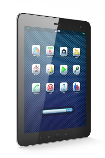 Belo computador tablet pc preto no fundo branco — Fotografia de Stock