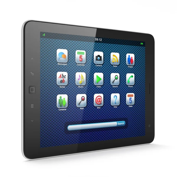 Belo computador tablet pc preto no fundo branco — Fotografia de Stock