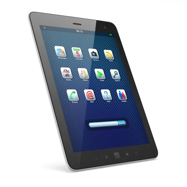 Beautiful black tablet pc computer on white background — Stock Photo, Image