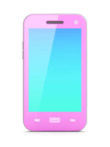 Krásné růžové smartphone na bílém pozadí — Stock fotografie