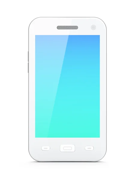 在白色背景上的美丽白色智能手机 — 图库照片