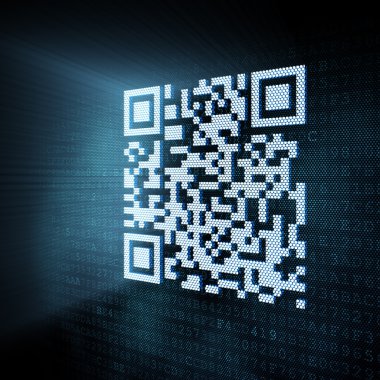 Pixeled QR code illustration clipart