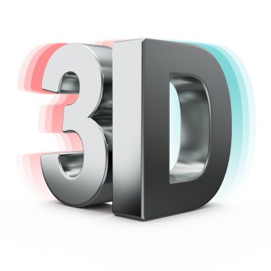 3D kelime beyaz metal