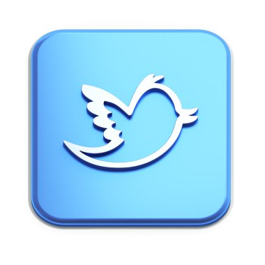 Blue button with Burd in white clipart