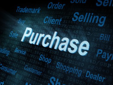 dijital ekranda pixeled kelime satın alma