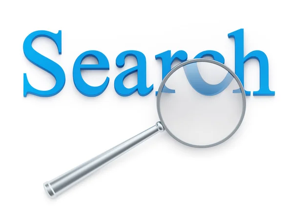 Magnification glass over "search" word — Stock Photo, Image
