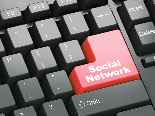 社会的なネットワークのボタンを持つ黒いキーボード — ストック写真