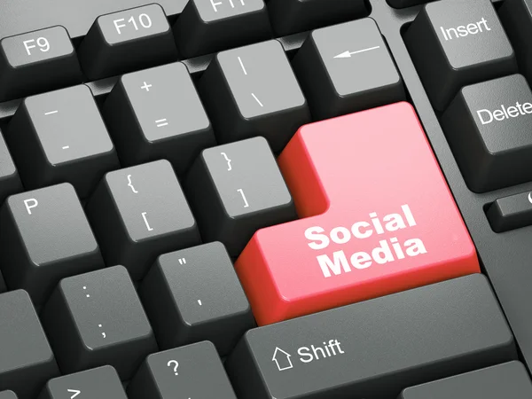 Czarna klawiatura z mediów społecznych przycisk — Zdjęcie stockowe