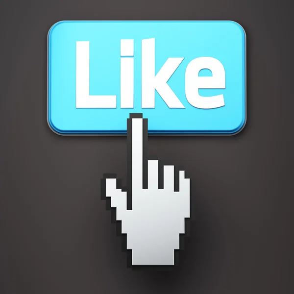 Hand-shaped mouse cursor press Like — Stock Photo, Image