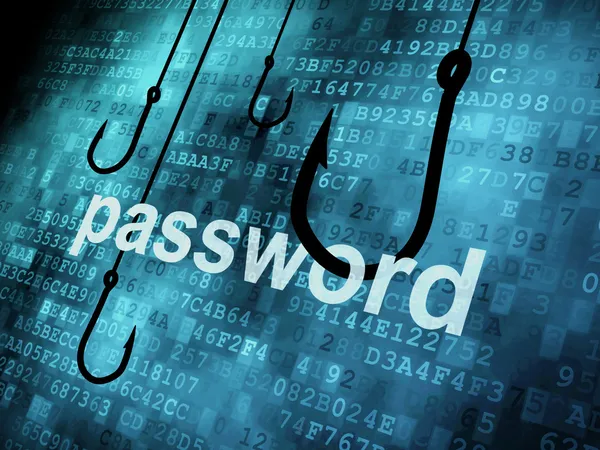 Ordet lösenordet hooked med fiskekrok — Stockfoto