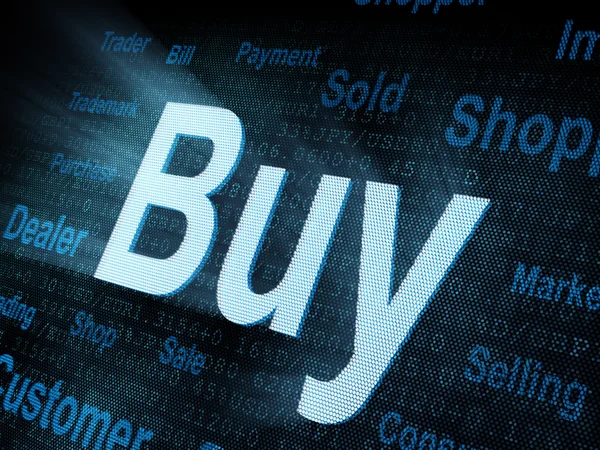 Pixeled word Buy on digital screen — Stock Photo, Image