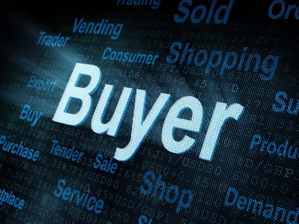 Pixeled ordet köparen på digital skärm — Stockfoto