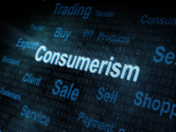 Pixeled word Consumerism on digital screen — Stock Photo, Image