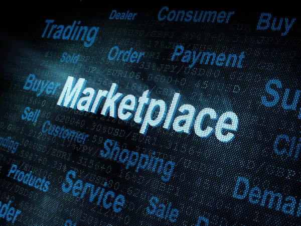 Palabra pixelada Marketplace en pantalla digital — Foto de Stock