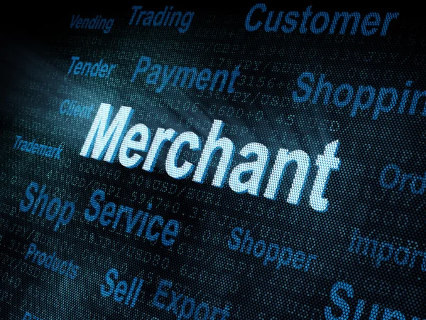 Pixeled word Merchant on digital screen — Stock Photo, Image
