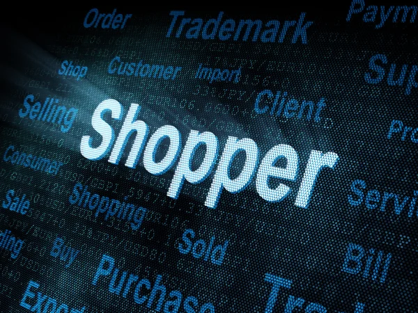 Shopper pixeled słowo na cyfrowy ekran — Zdjęcie stockowe