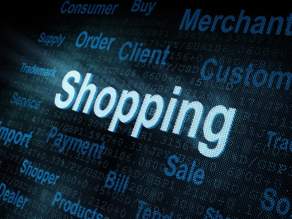 Pixeled word Shopping on digital screen — Stock Photo, Image