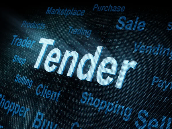 Pixeled word Tender on digital screen — Stock Photo, Image
