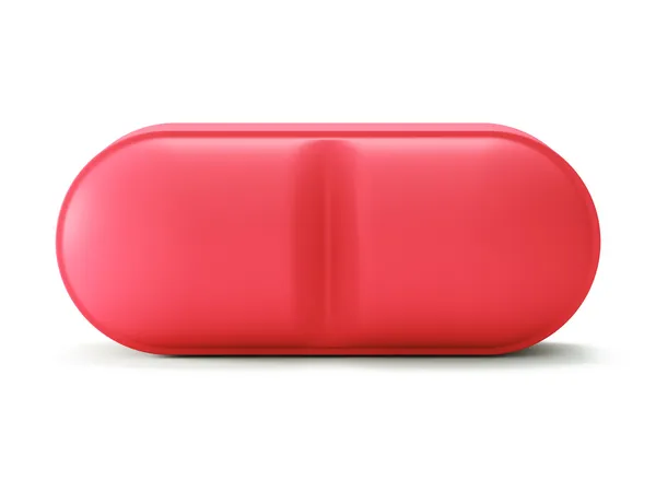 Píldora roja única en blanco — Foto de Stock
