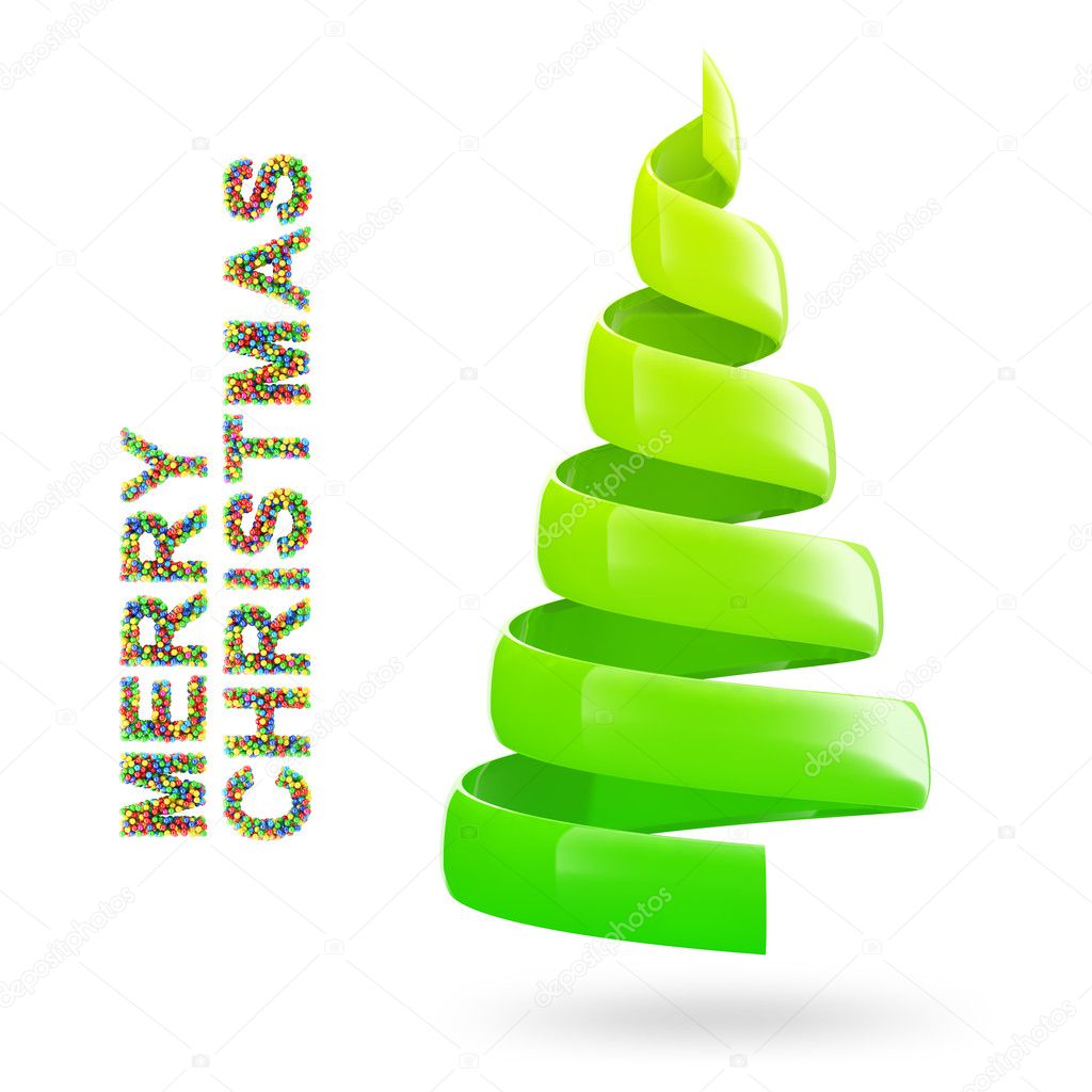 Christmas tree with colorful MERRY CHRISTMAS text