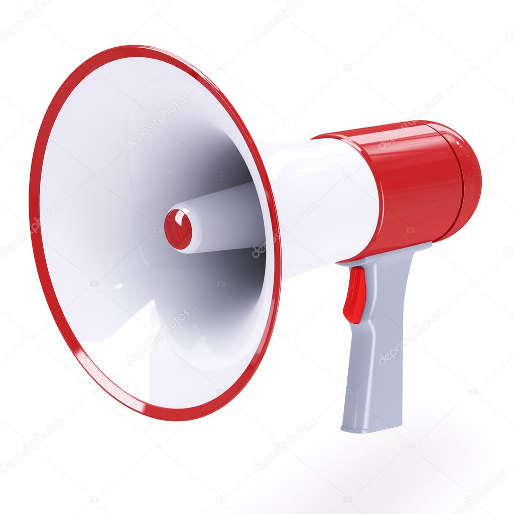 Red megaphone with red button