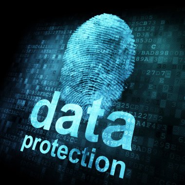 Fingerprint and data protection on digital screen clipart